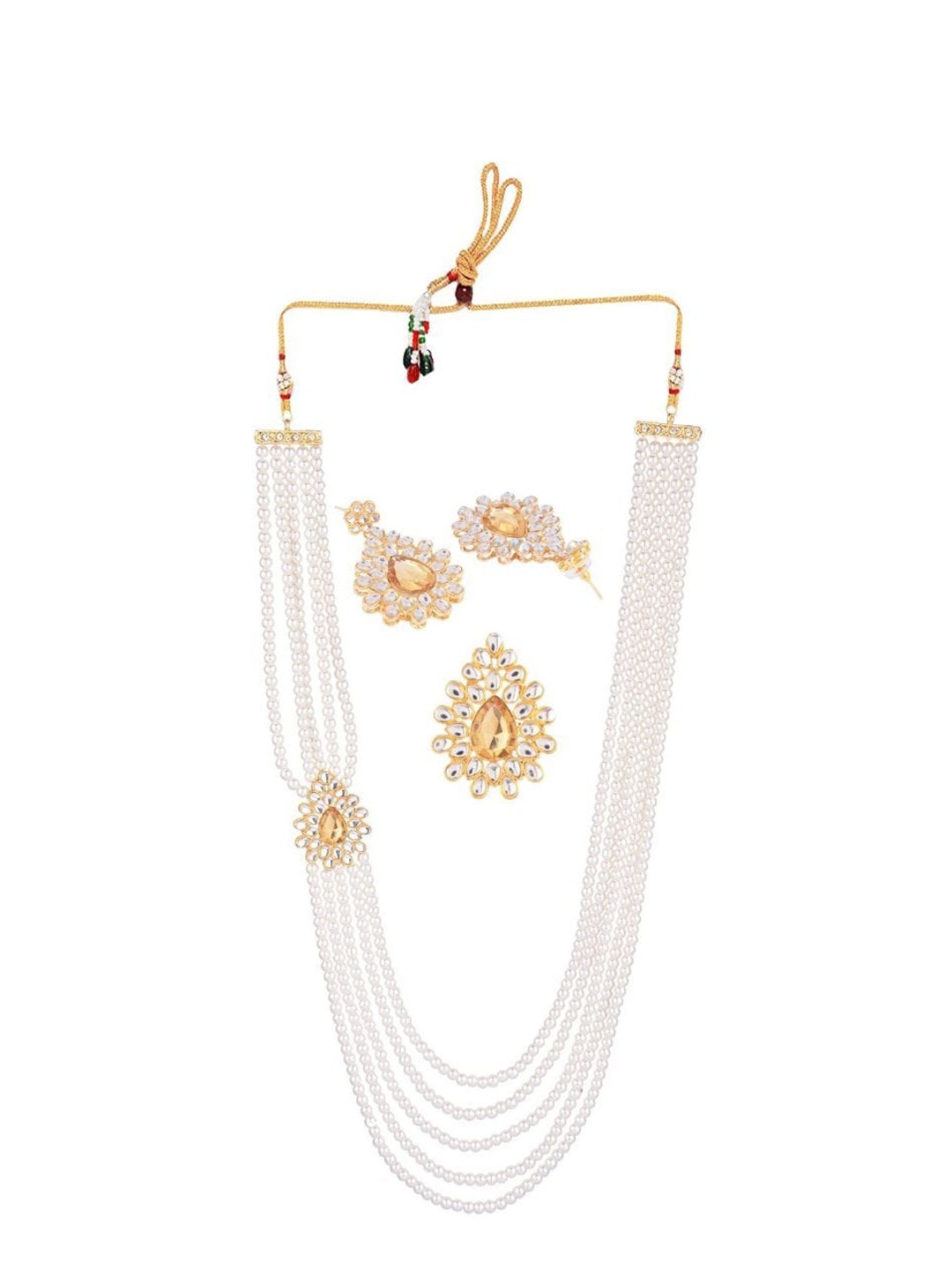 

Efulgenz Gold-Plated White Beaded Jewellery Set