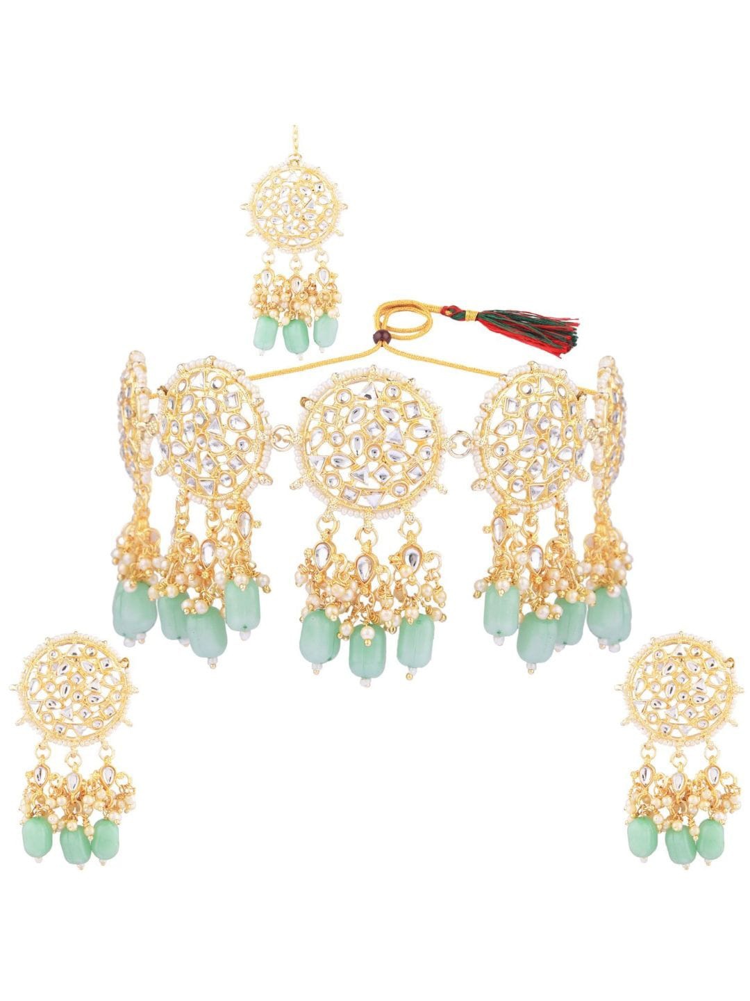 

Efulgenz Gold-Plated Blue Crystal-studded Jewellery Set, Turquoise blue