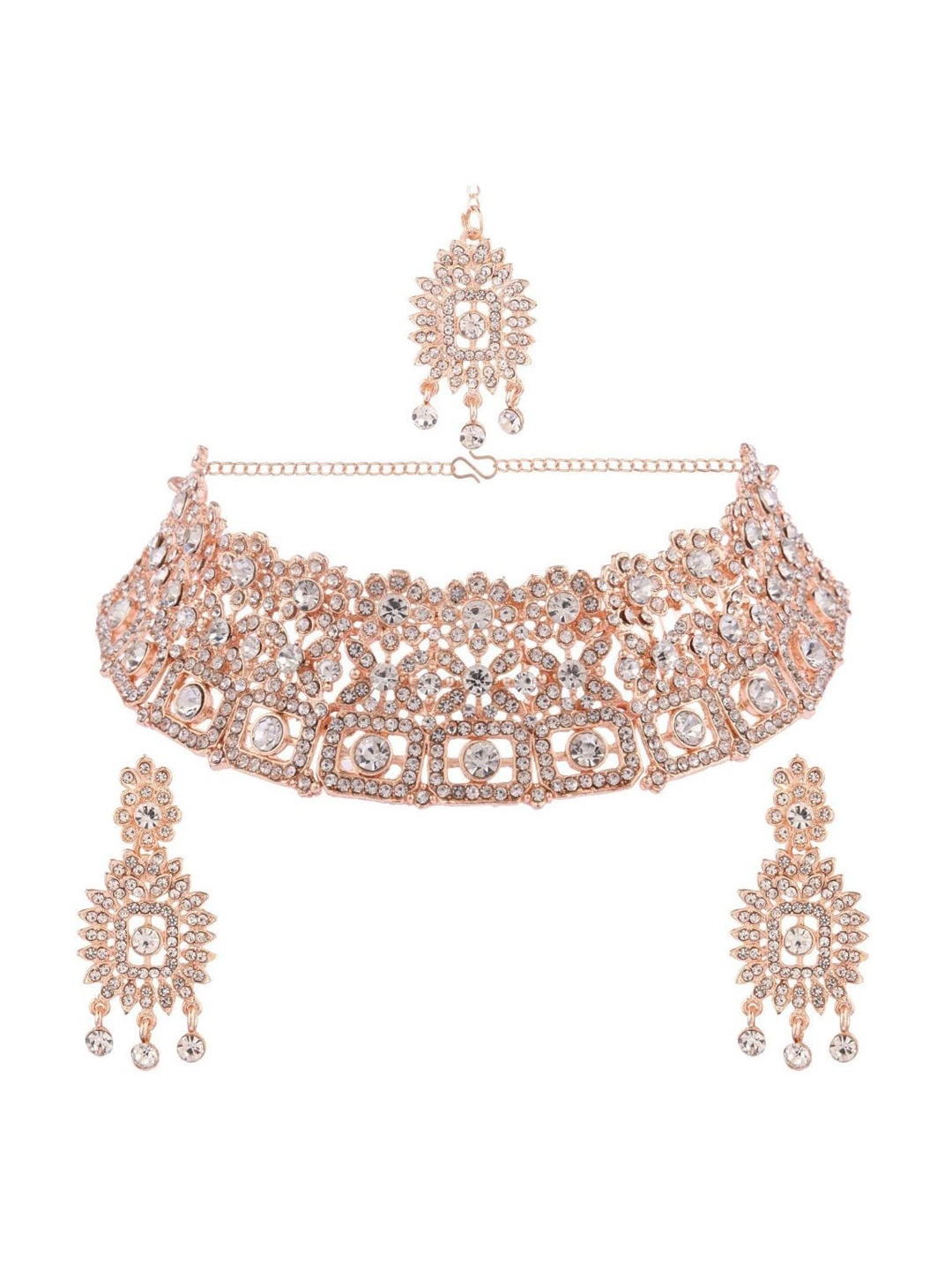

Efulgenz Gold-Plated Crystal Studded Jewellery Set