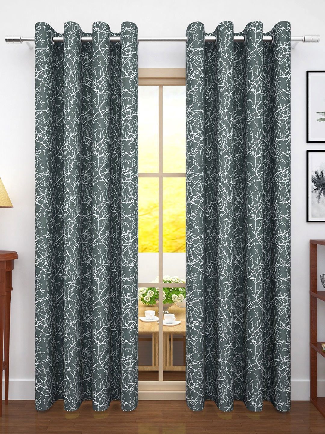 

Story@Home Jacquard 400 GSM 7 feet1 U Door Curtain, Grey