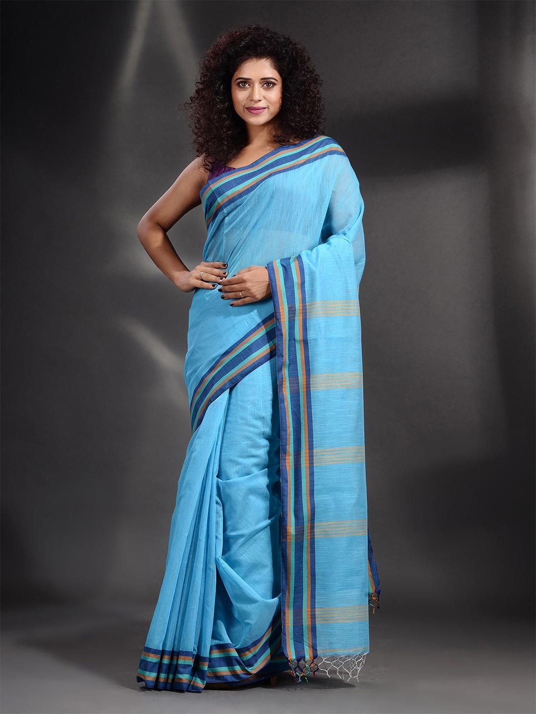 

Arhi Women Blue & Orange Woven Design Pure Cotton Saree