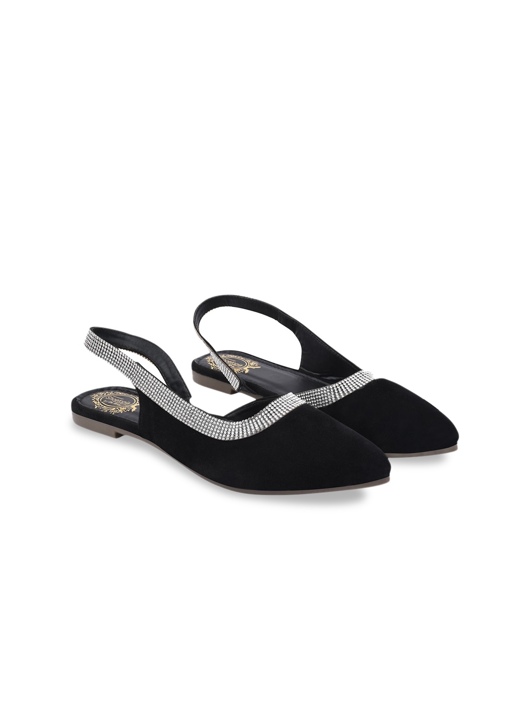 

Shoetopia Women Black Embellished Mules Flats