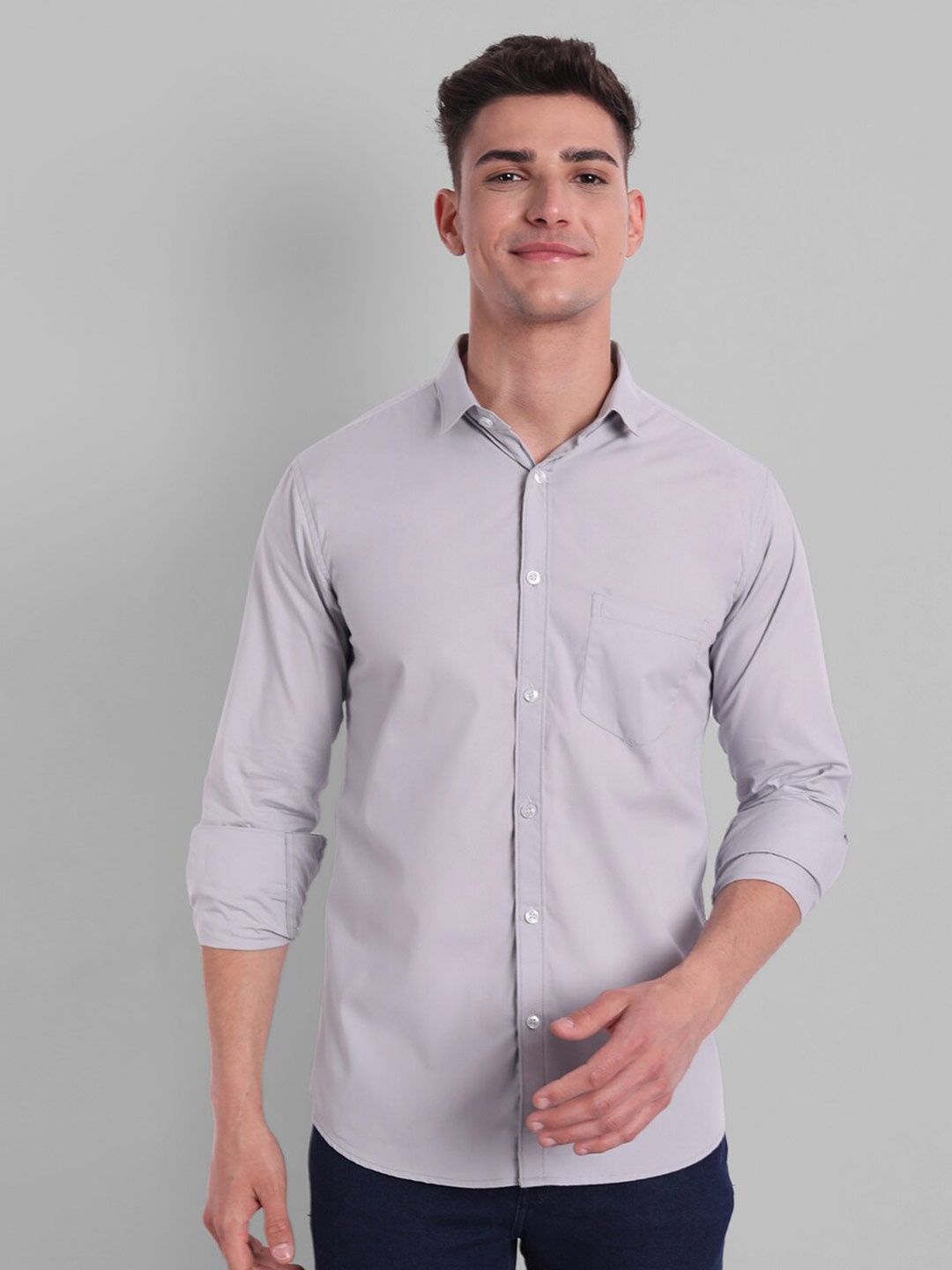 

Majestic Man Men Grey Slim Fit Casual Shirt
