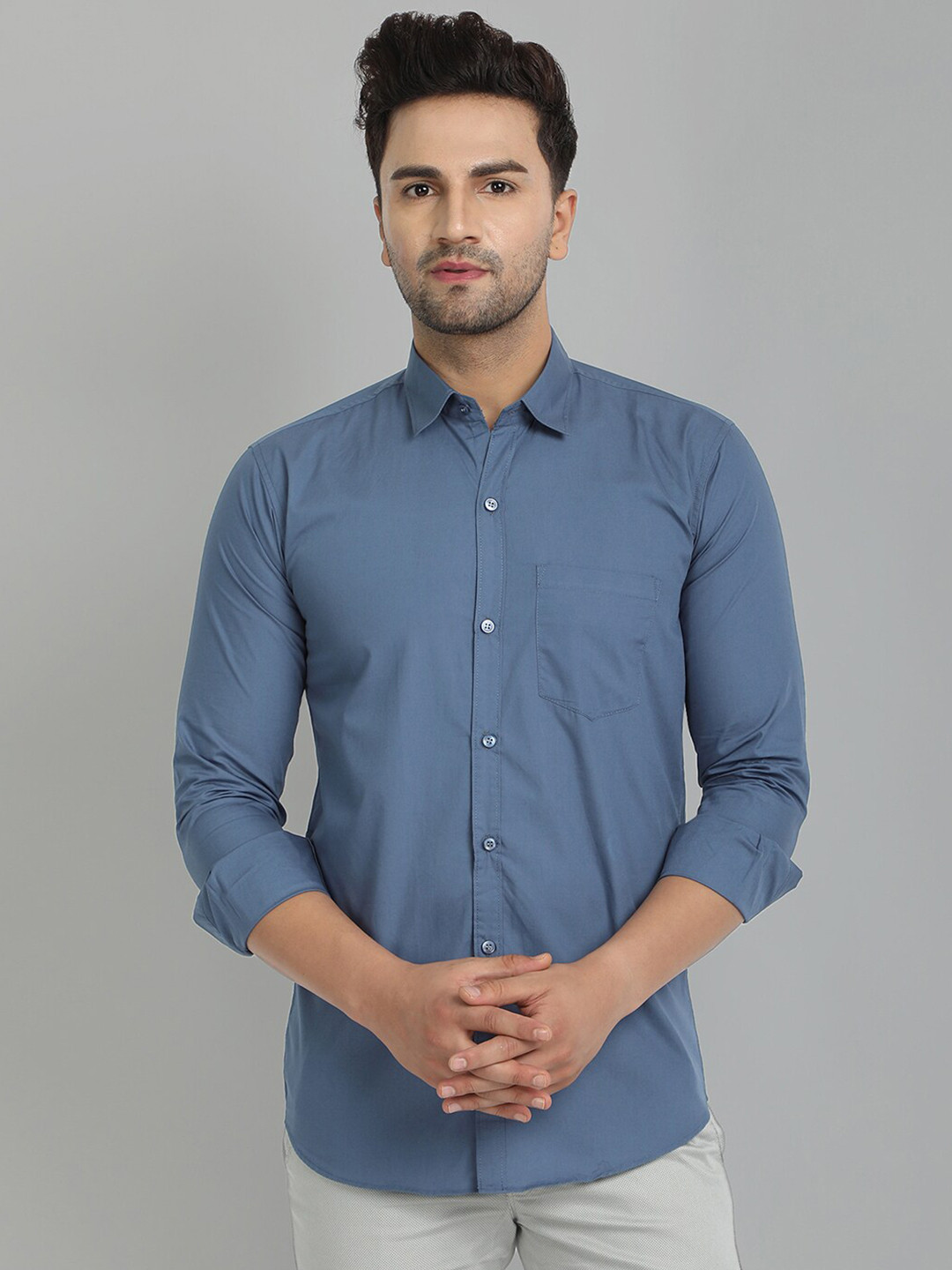 

Majestic Man Men Grey Slim Fit Casual Shirt