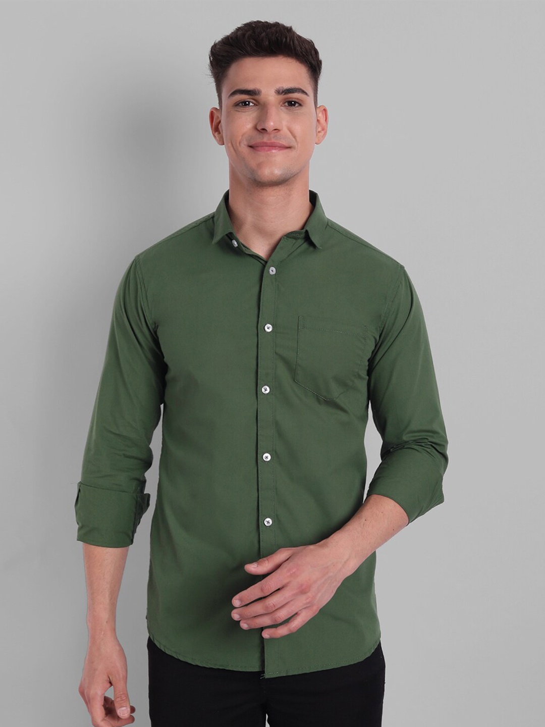 

Majestic Man Men Green Slim Fit Casual Shirt
