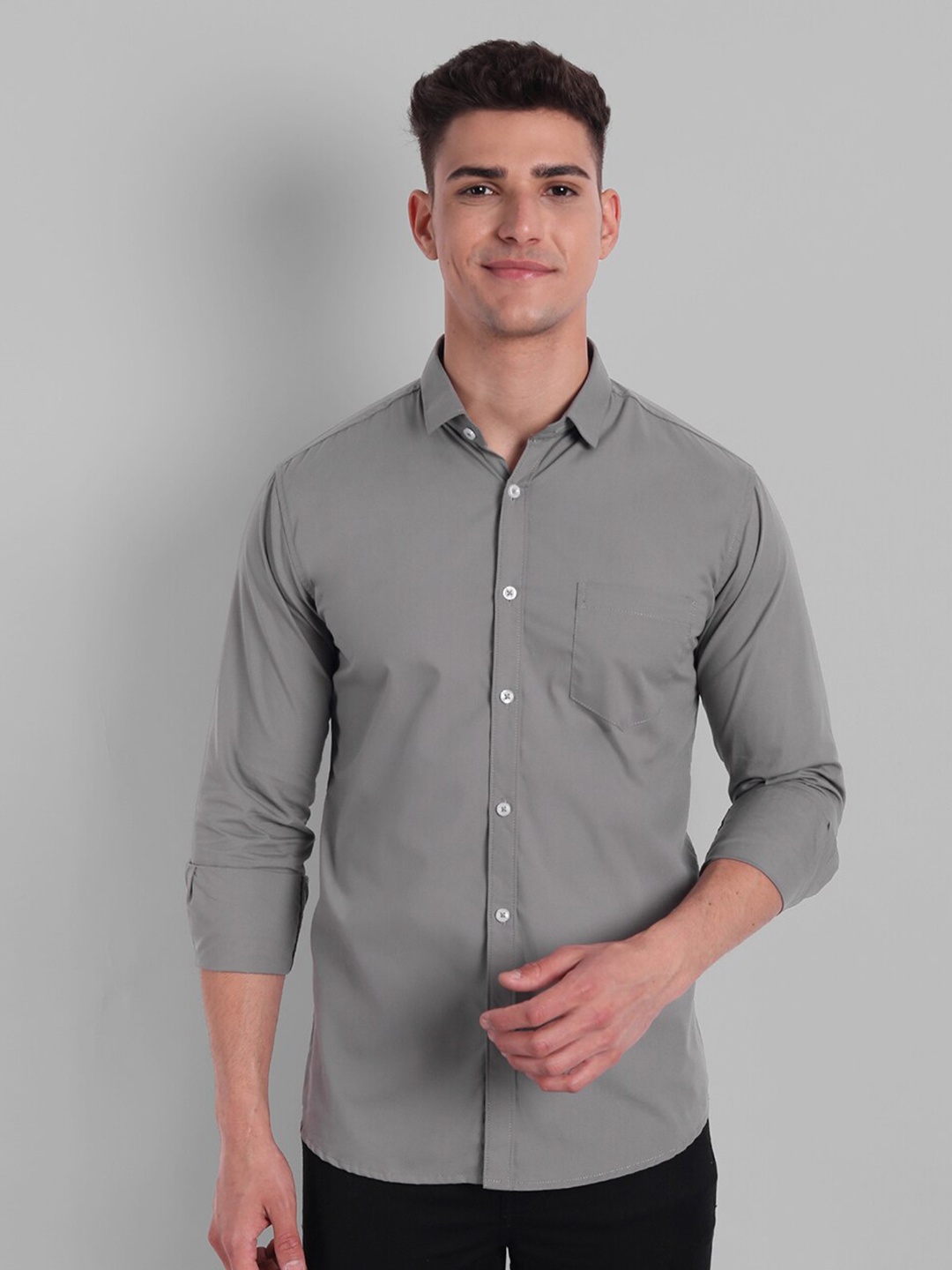 

Majestic Man Men Grey Slim Fit Casual Shirt