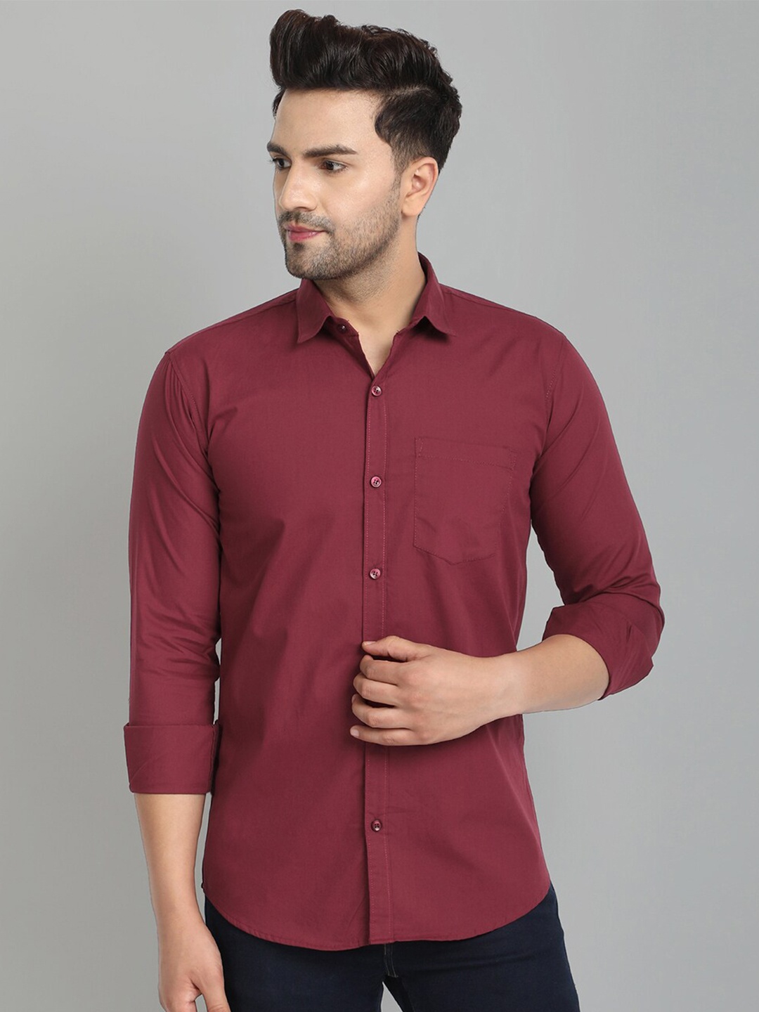 

Majestic Man Men Maroon Slim Fit Casual Shirt