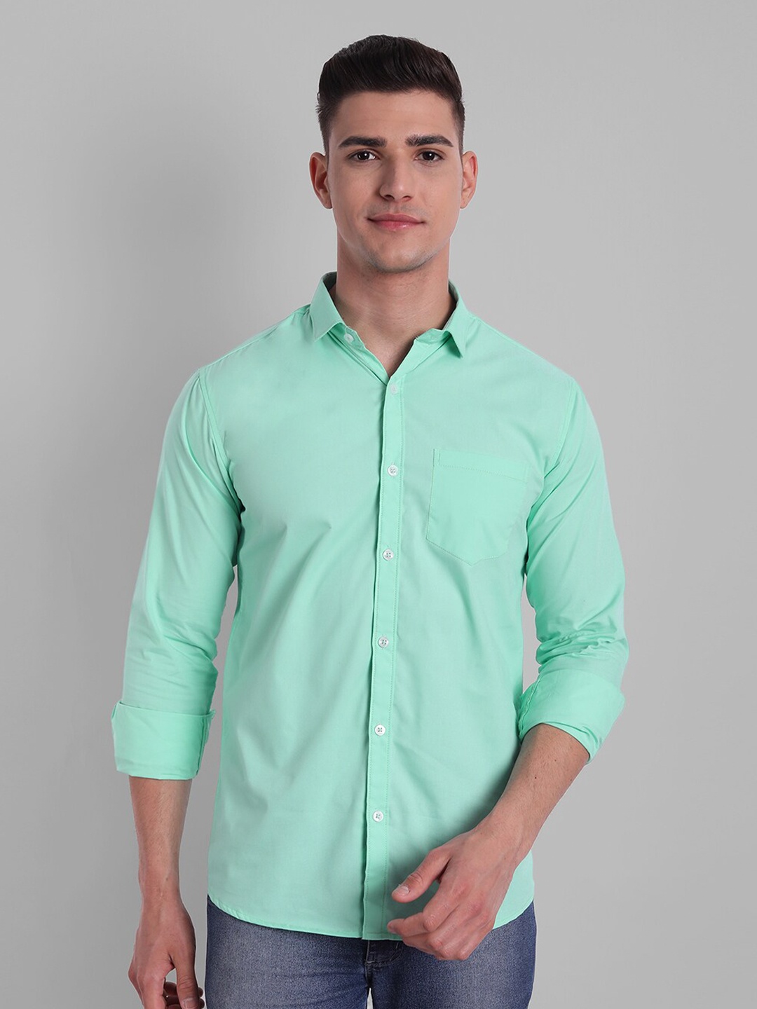 

Majestic Man Men Lime Green Slim Fit Casual Shirt