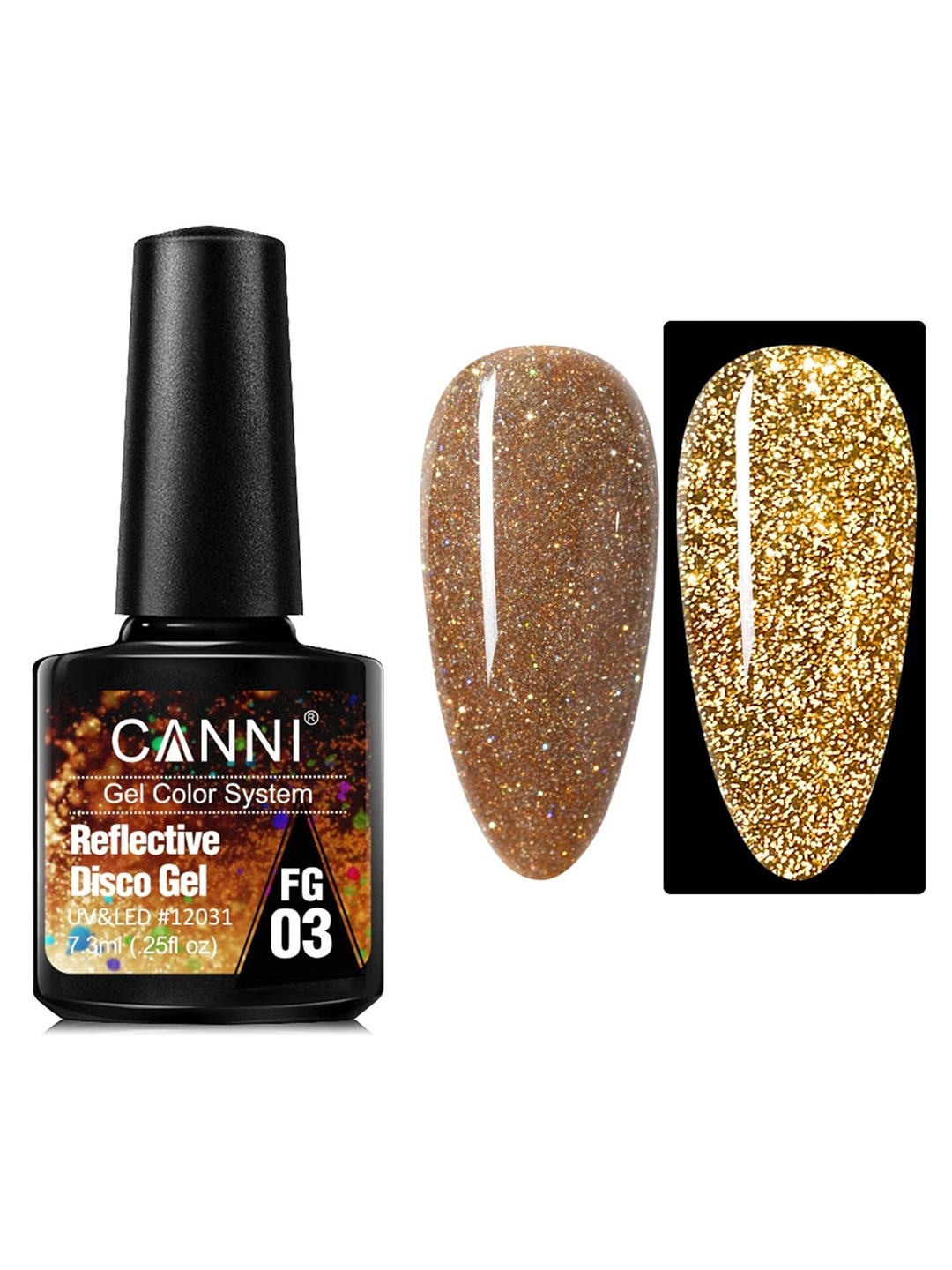 

CANNI Release Your Charm UV & LED Reflective Disco Nail Gel 7.3 ml - FG03, Gold