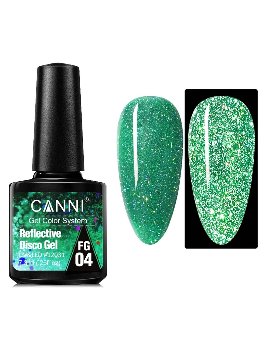 

CANNI Reflective Glitter Sparkle Disco UV & LED Light Nail Gel Polish - FG04 7.3 ml, Multi