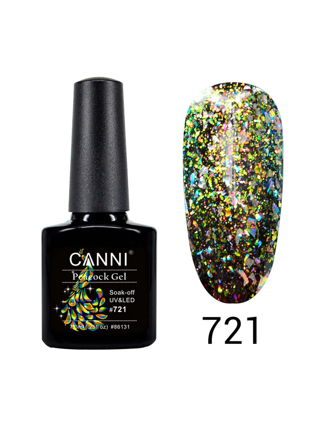 

CANNI Peacock Gelpolish Starry Bling Glitter Sequins Uv Nail Gel-7.3 ml, Multi