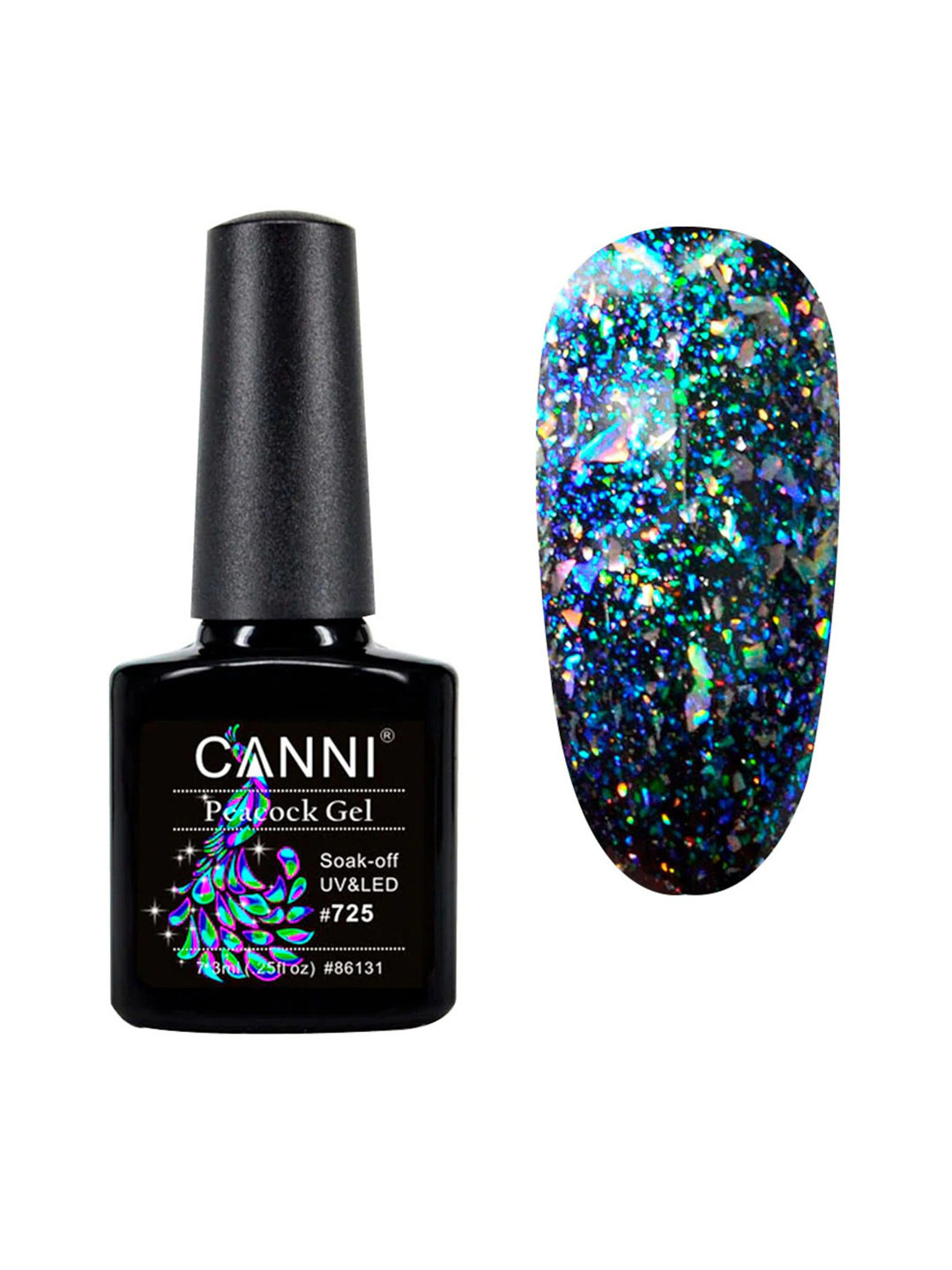 

CANNI Starry Bling Glitter Sequins Peacock UV & LED Gel Nail Polish 7.3 ml - Shade 725, Blue