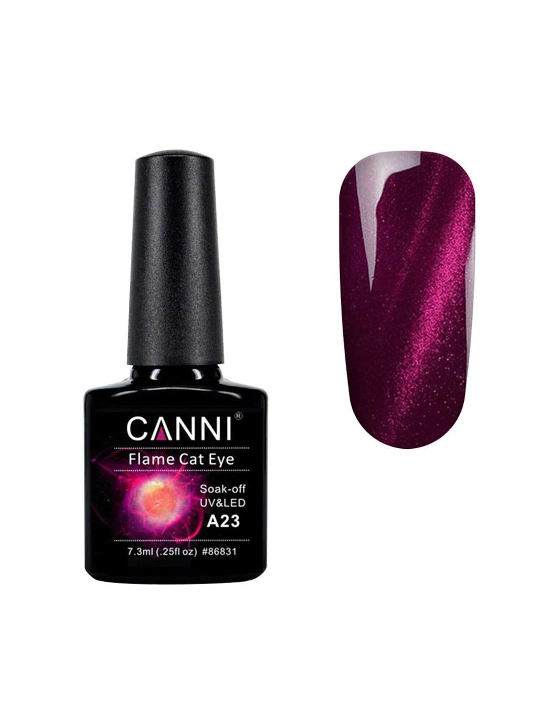 

CANNI Flame Cat Eye Magnetic Enamel Soak Off UV & LED Gel Nail Polish 7.3 ml - Shade A23, Purple