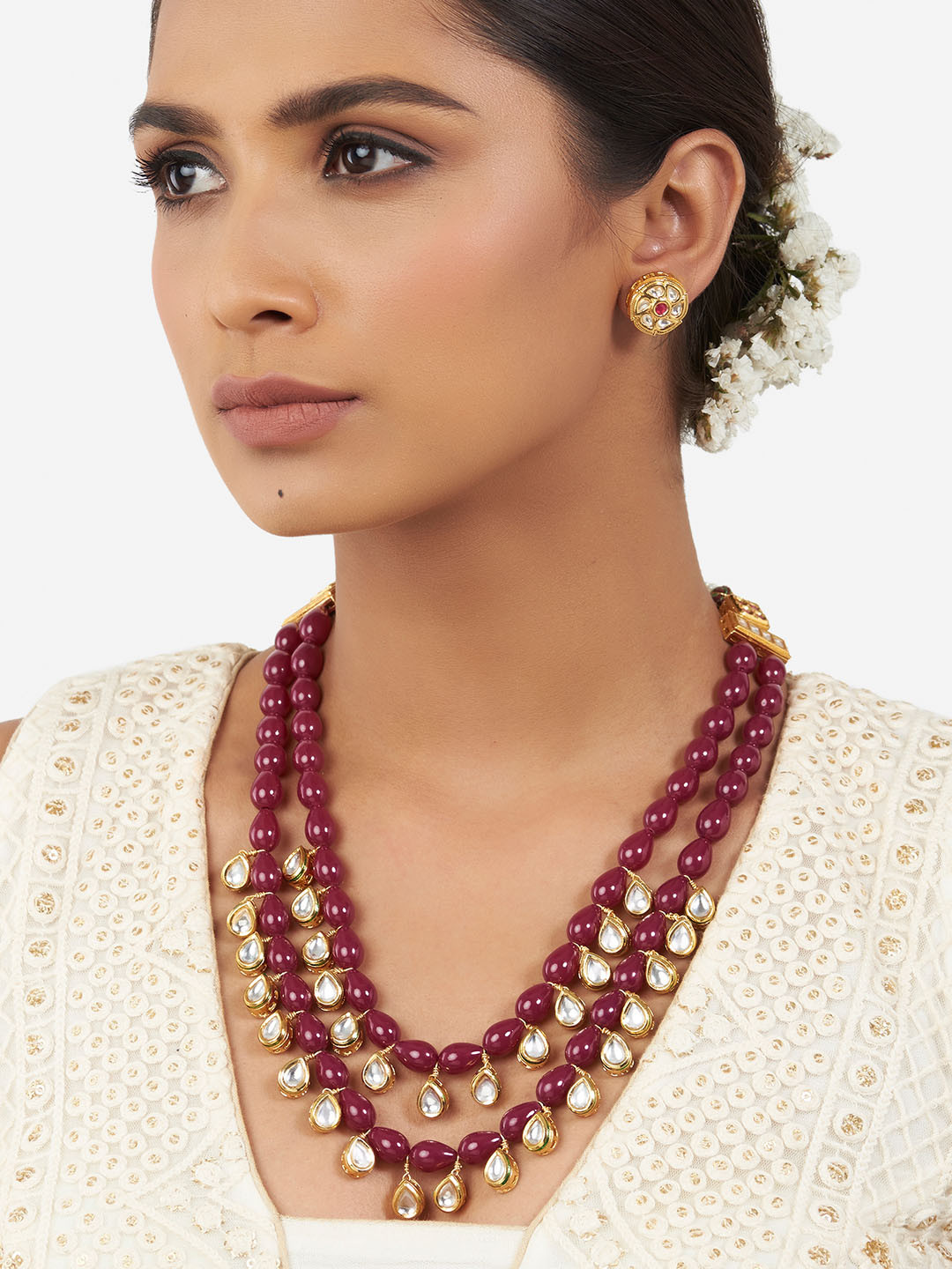

Ahaanya Gold-Toned & White Brass Gold-Plated Necklace