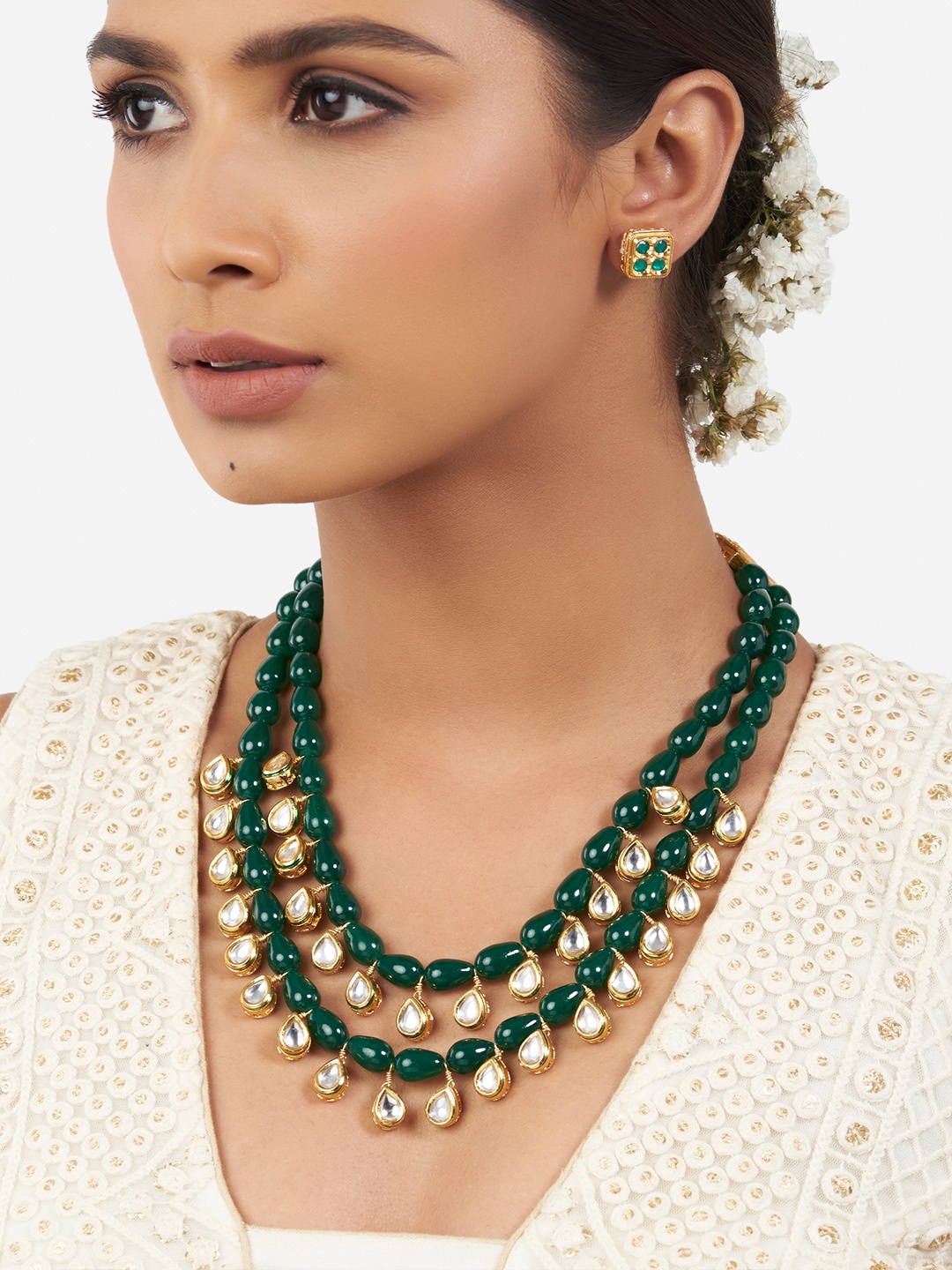

Ahaanya Women Gold-Toned & White Brass Gold-Plated Necklace