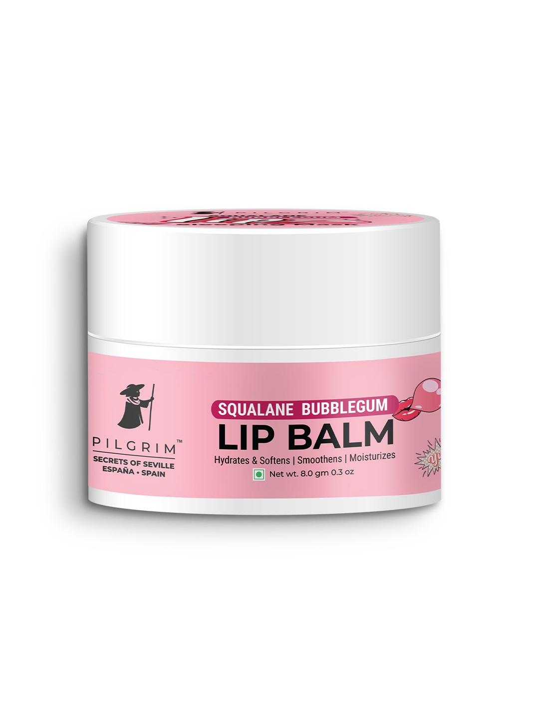 

Pilgrim Squalane Bubblegum Lip Balm for Dry & Chapped Lips with Shea & Cocoa Butter-8gm, Pink