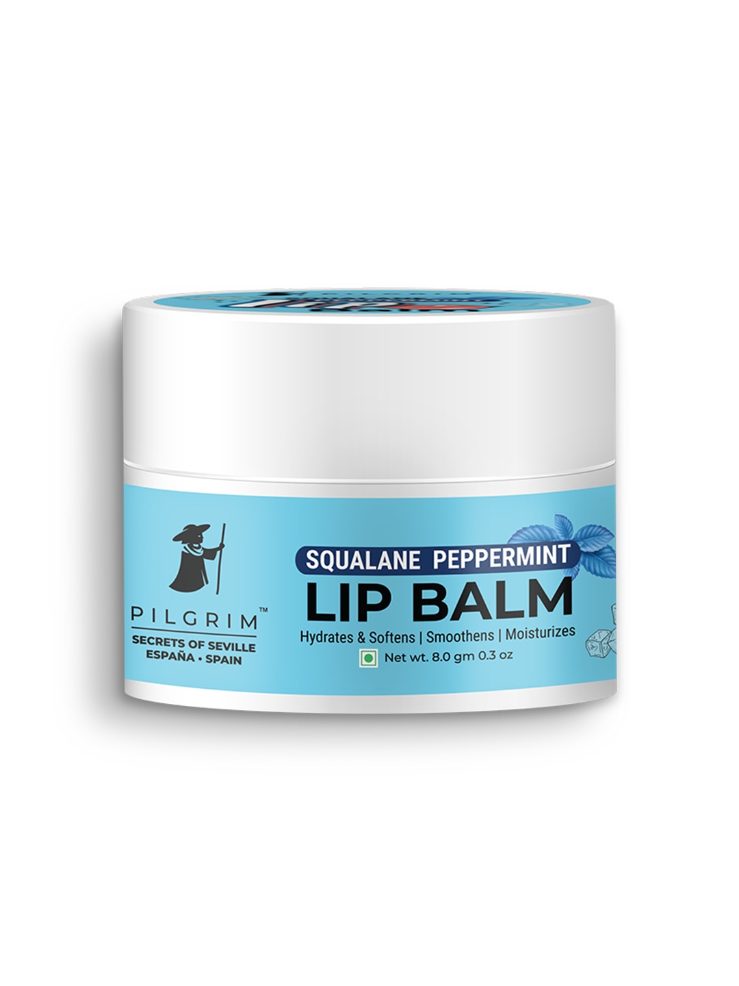 

Pilgrim Squalane Peppermint Lip Balm for Dry & Chapped Lips with Shea & Cocoa Butter-8g, Blue