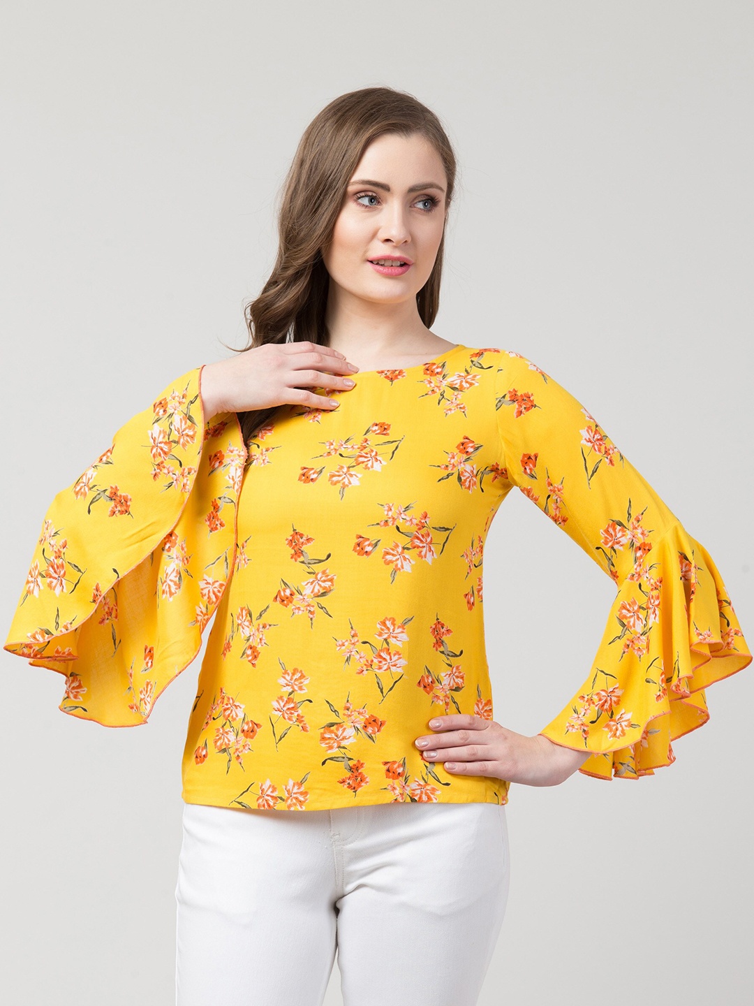 

Hive91 Yellow Floral Print Top