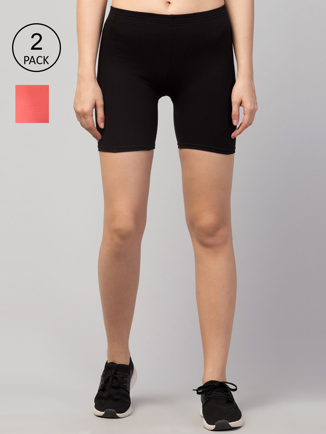

Apraa & Parma Women Pink and black set of 2 Ombre Slim Fit Cycling Sports Shorts