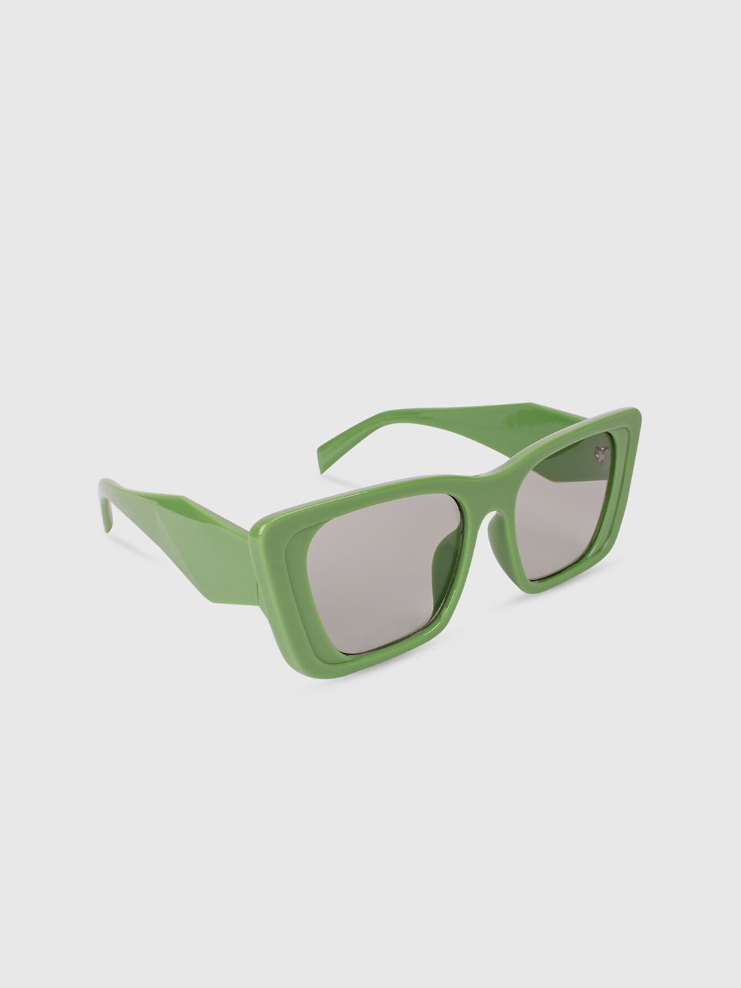 

QUIRKY Unisex Grey Lens & Green Rectangle Sunglasses with UV Protected Lens