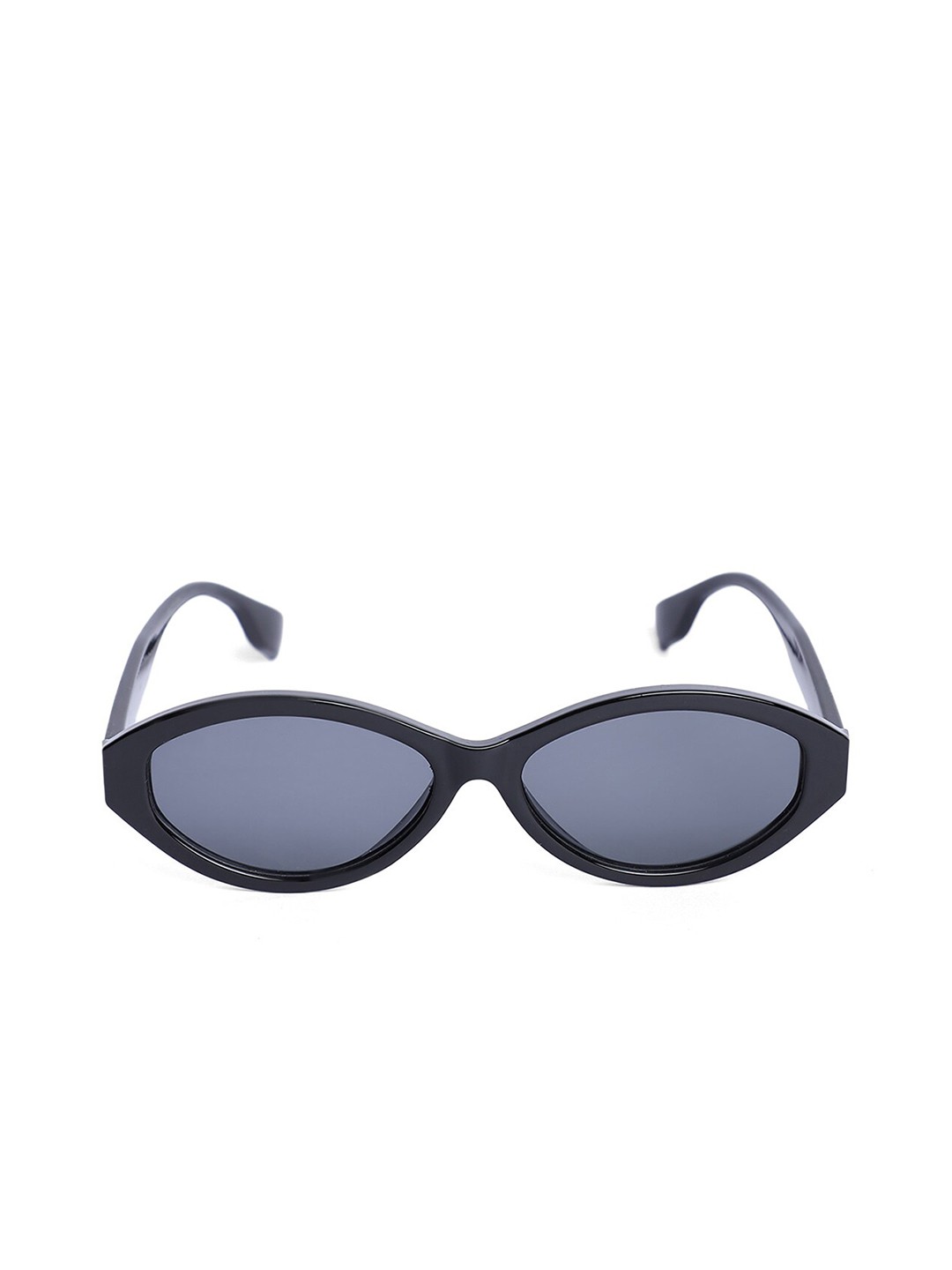 

QUIRKY Unisex Black Lens & Black Oval Sunglasses with UV Protected Lens