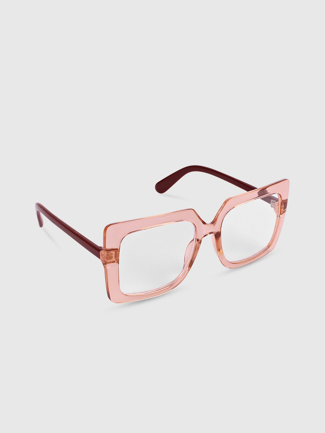 

QUIRKY Unisex Clear Lens & Pink Square Sunglasses With UV Protected Lens, Transparent