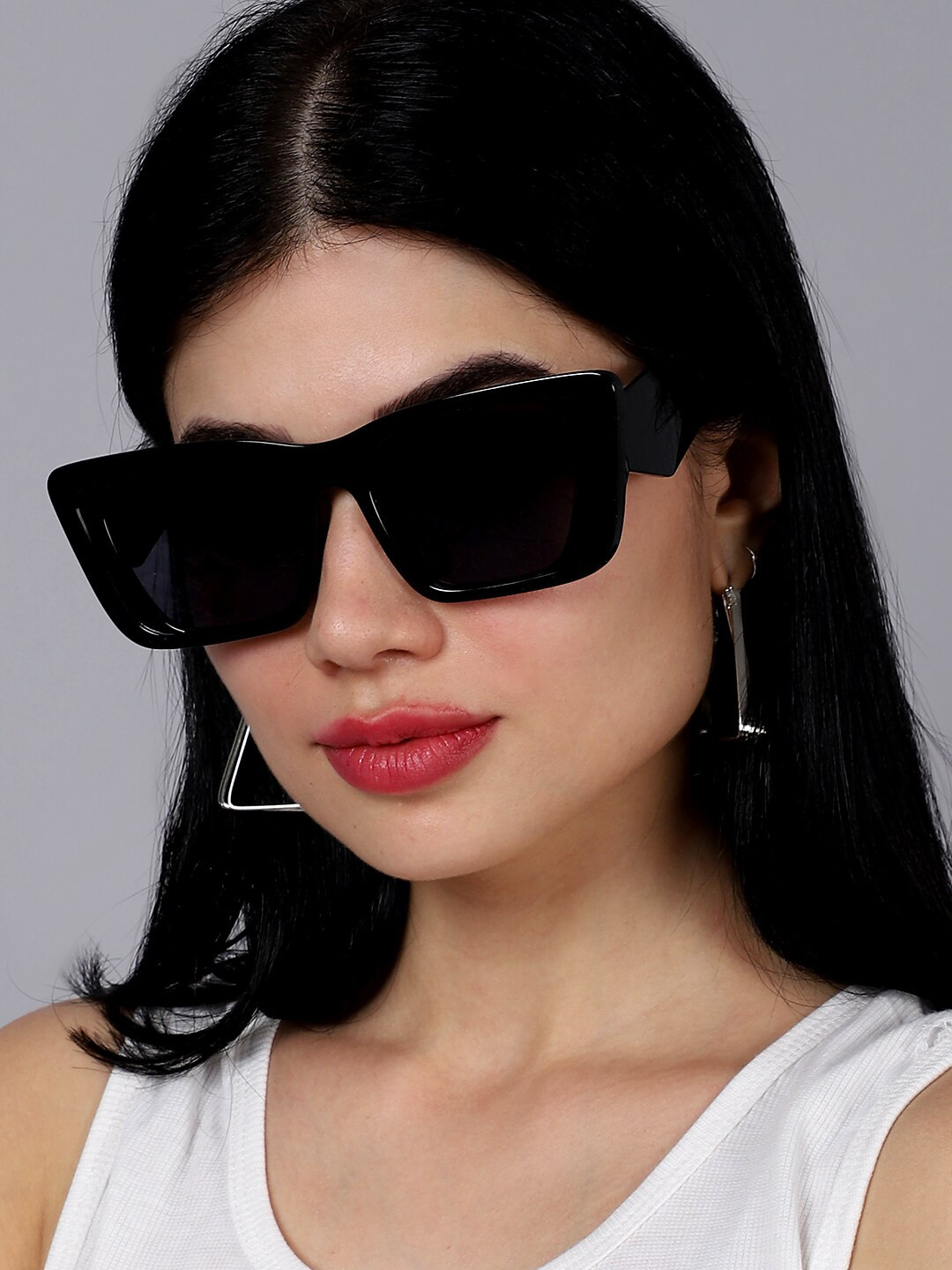 

QUIRKY Unisex Black Lens & Black Square Sunglasses with UV Protected Lens