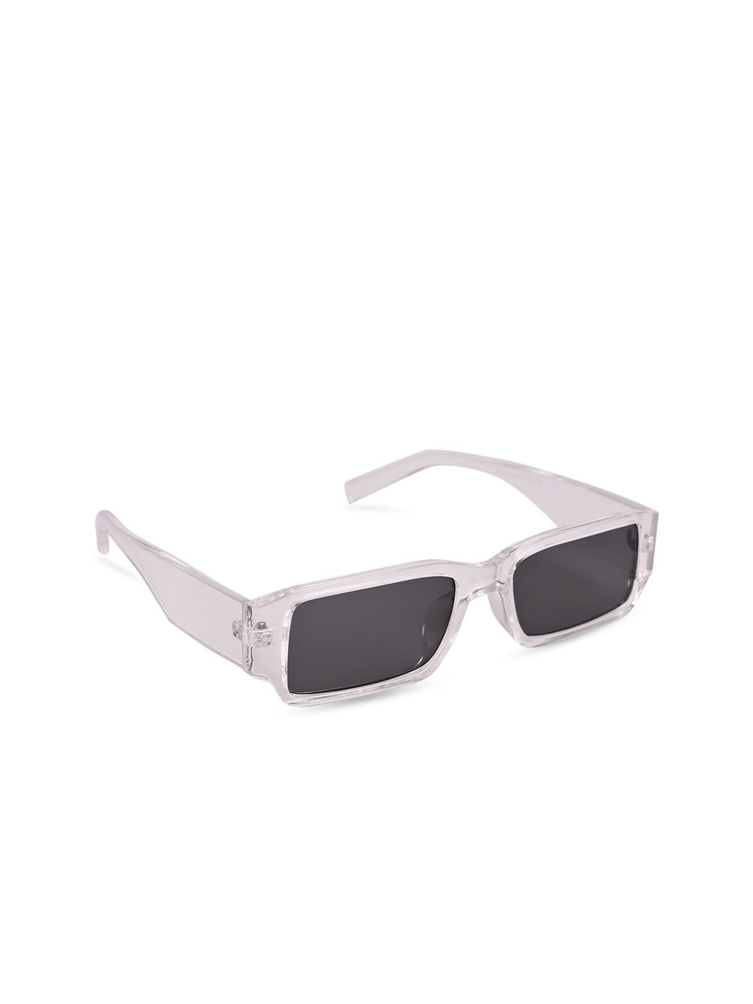 

QUIRKY Unisex Black Lens & White Rectangle Sunglasses with UV Protected Lens