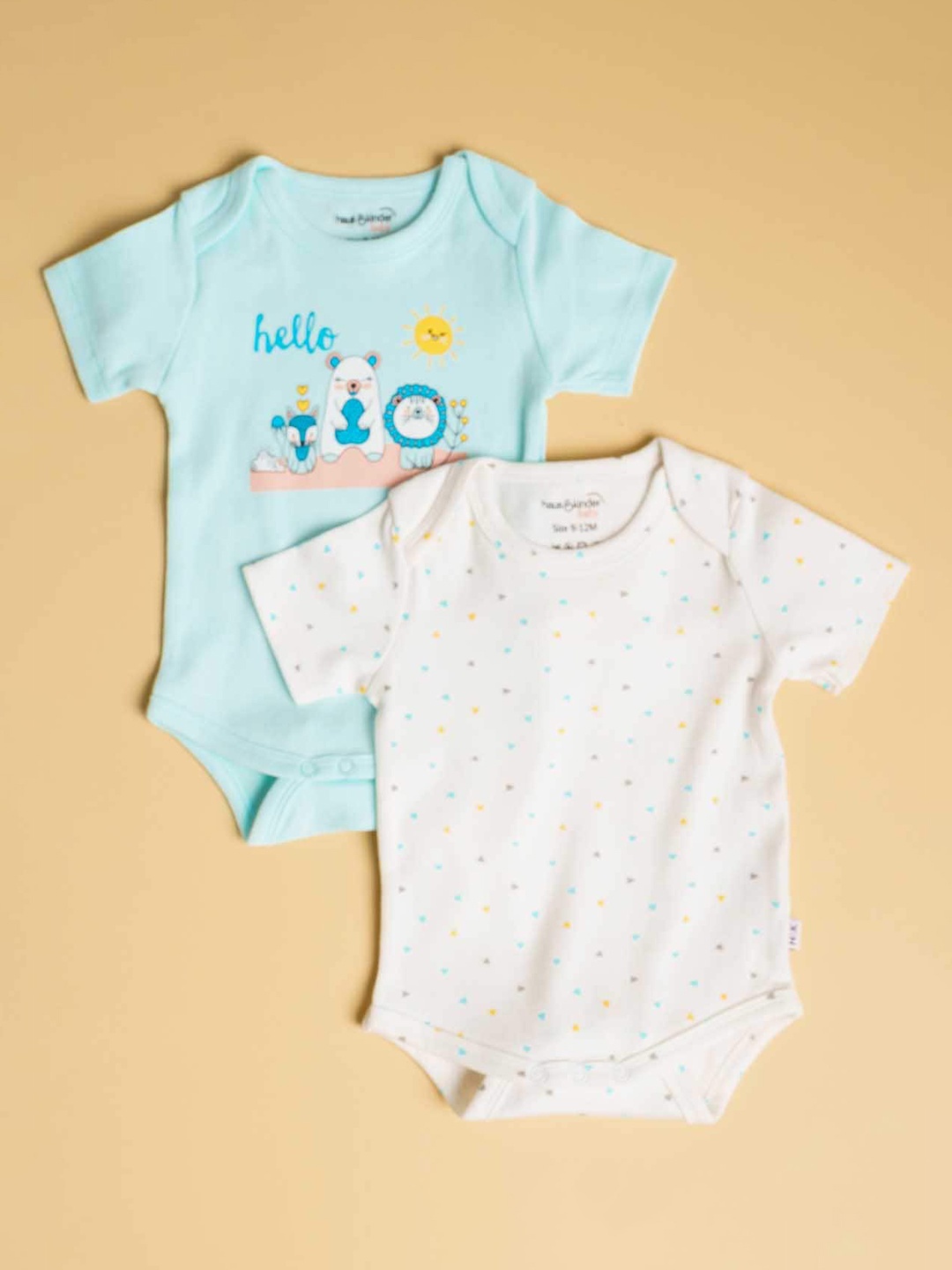

haus & kinder Kids Unisex Confetti Short Sleeve Onesies Pack Of 2, Blue