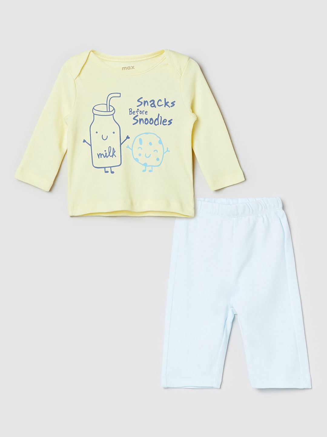 

max Boys Yellow & Blue Printed Night suit