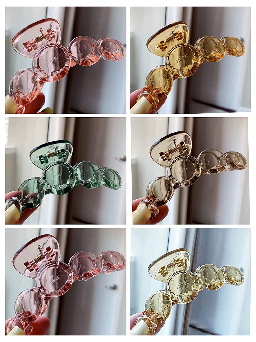 

ANNA CREATIONS Women Green & Pink Claw Pack Of 6 Hairband
