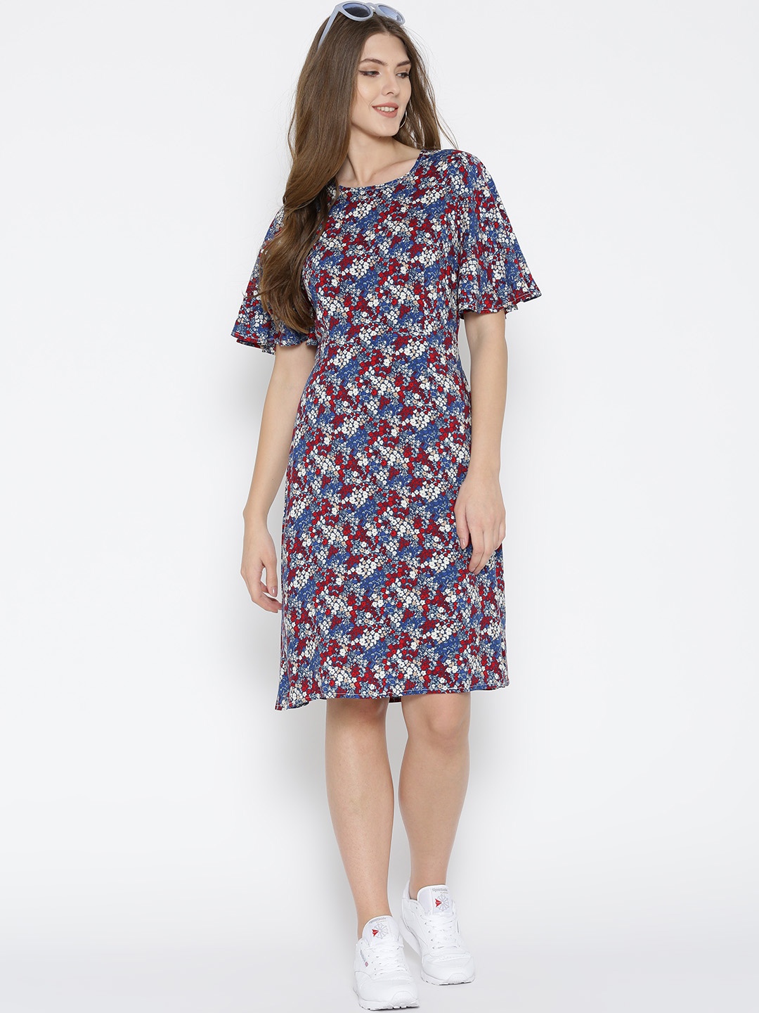 

Sera Women Blue Printed Fit & Flare Dress