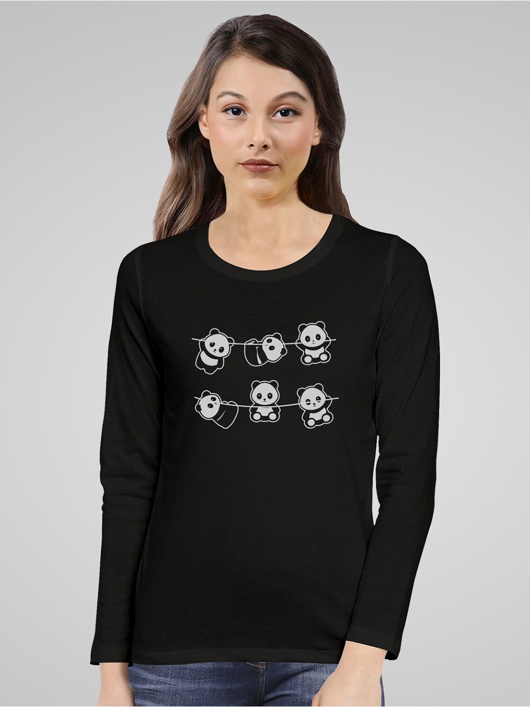 

Pootlu Women Black Typography T-shirt