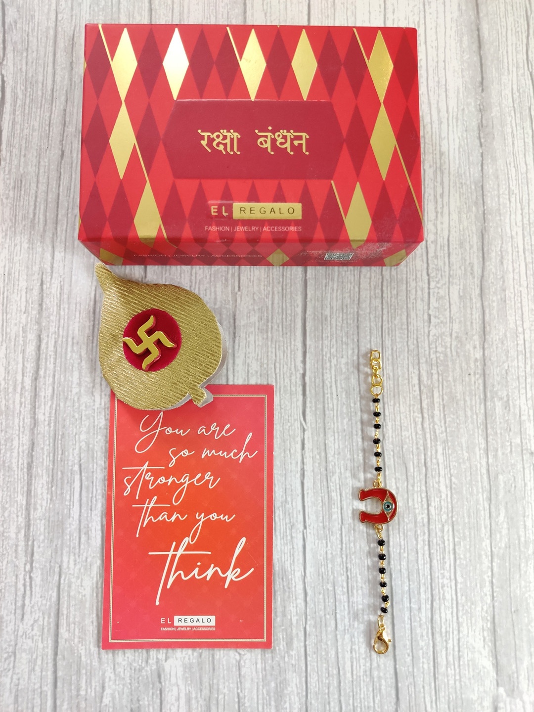 

EL REGALO Unisex Rakhi For Kids Bracelet Design, Red