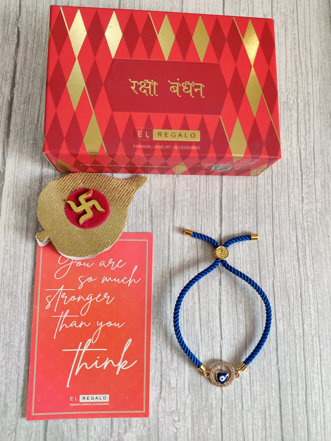 

EL REGALO Gold-Toned Blue Evil Eye Rakhi