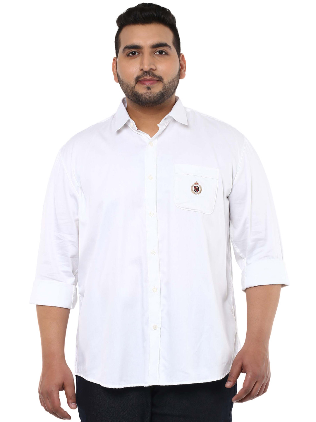 

John Pride Plus Size Men White Smart Fit Solid Casual Shirt