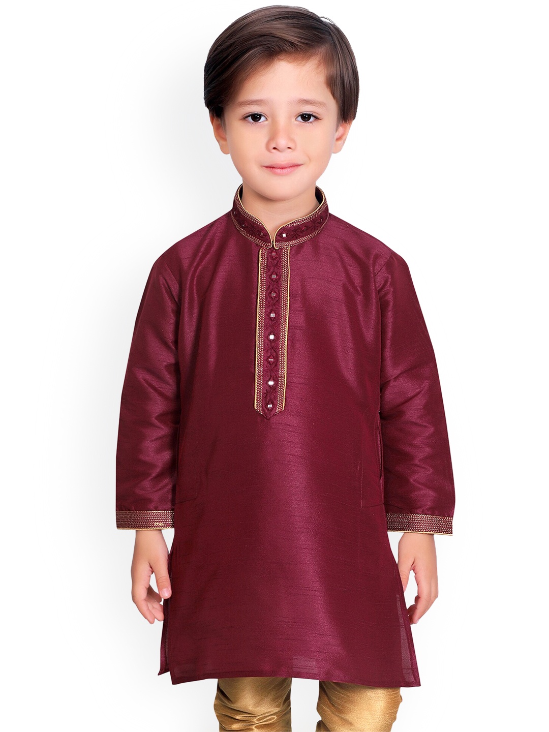 

KIDS FARM Boys Maroon Kurta with Pyjamas