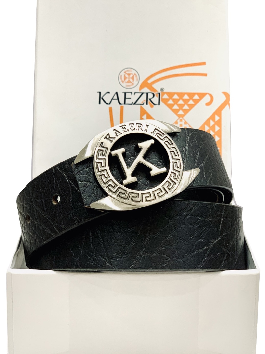 

KAEZRI Men Black Leather Formal Belt