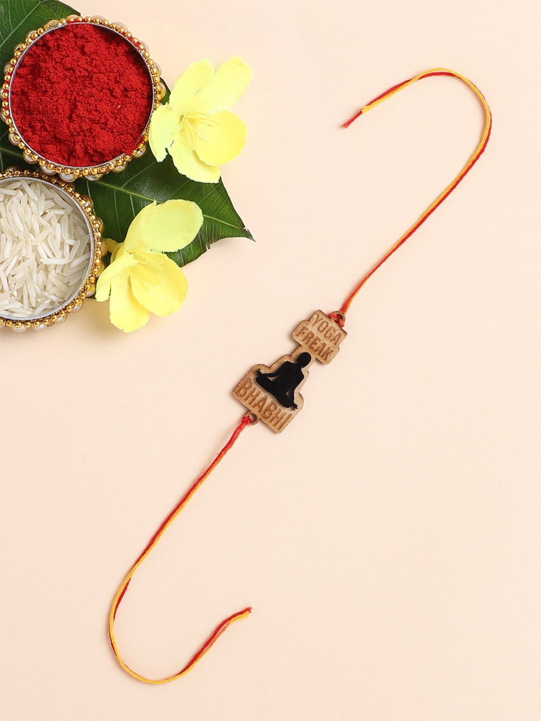 

The Magic Wand Boys Beige-Coloured Wooden Yoga Freak Rakhi