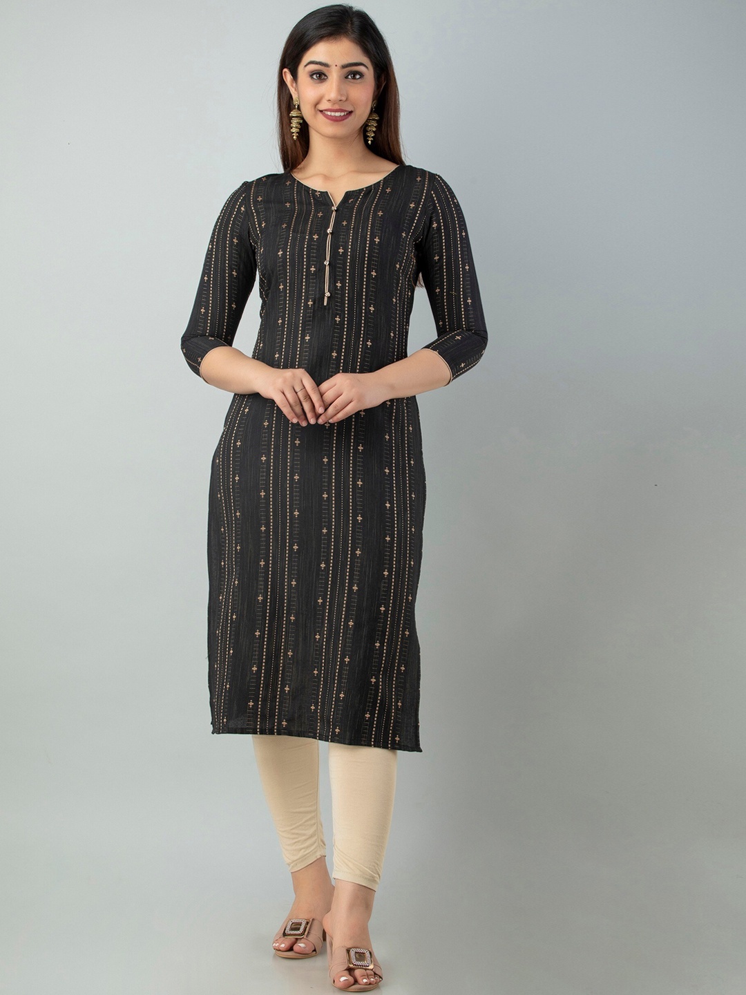 

Charu Women Black Striped Kurta