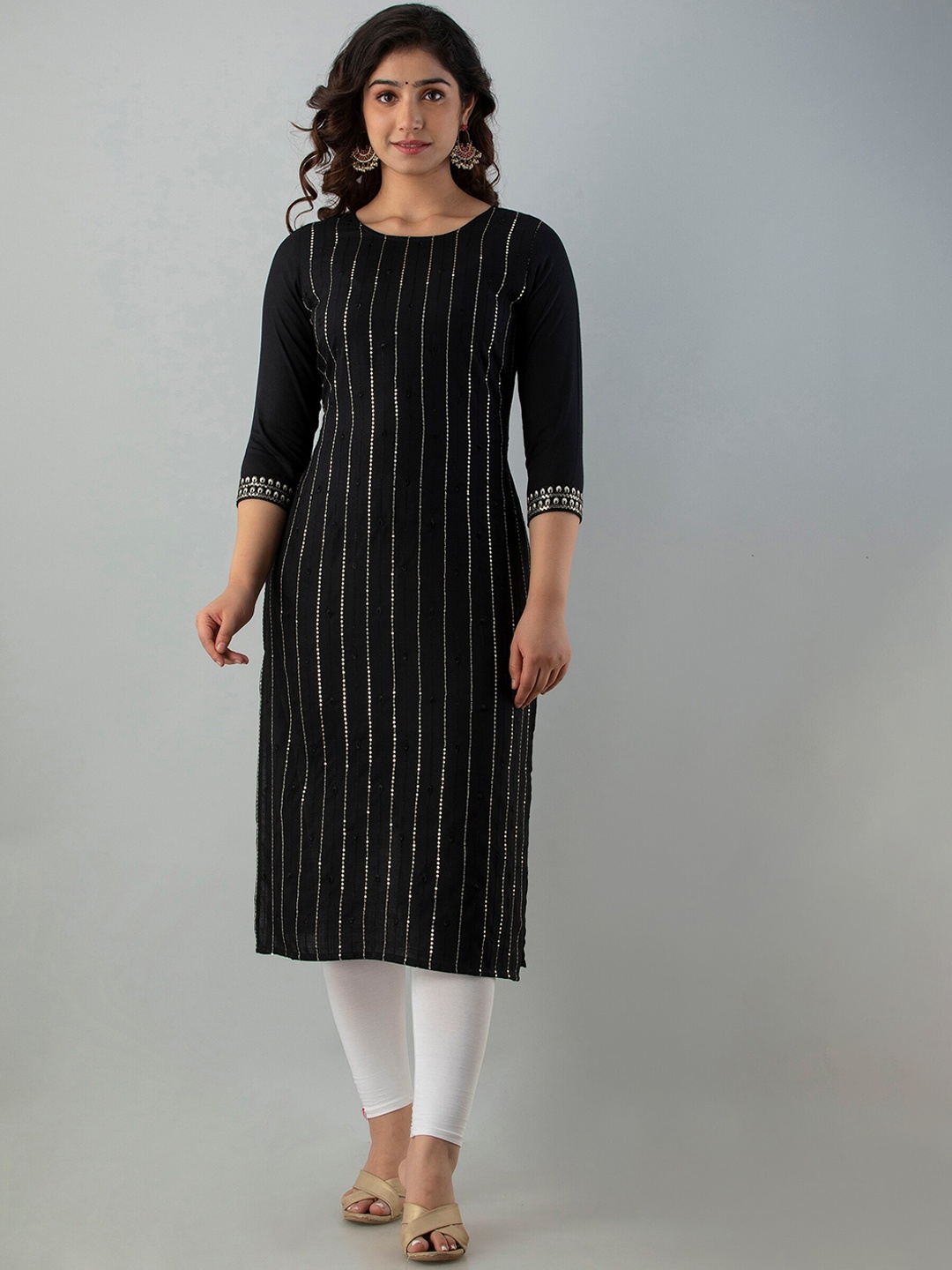 

Charu Women Black Embroidered Embellished Kurta