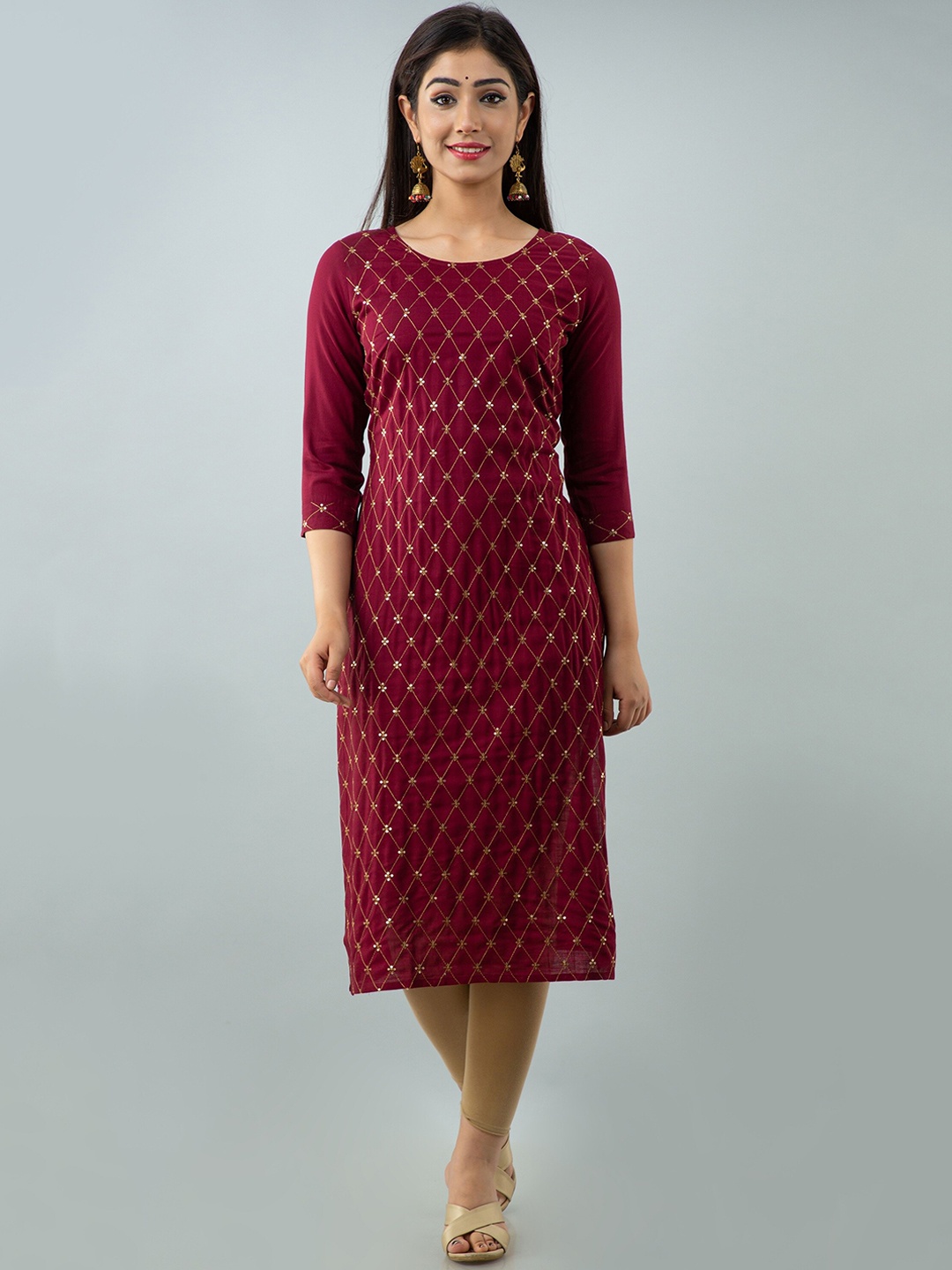 

Charu Women Maroon Thread Work Kurta