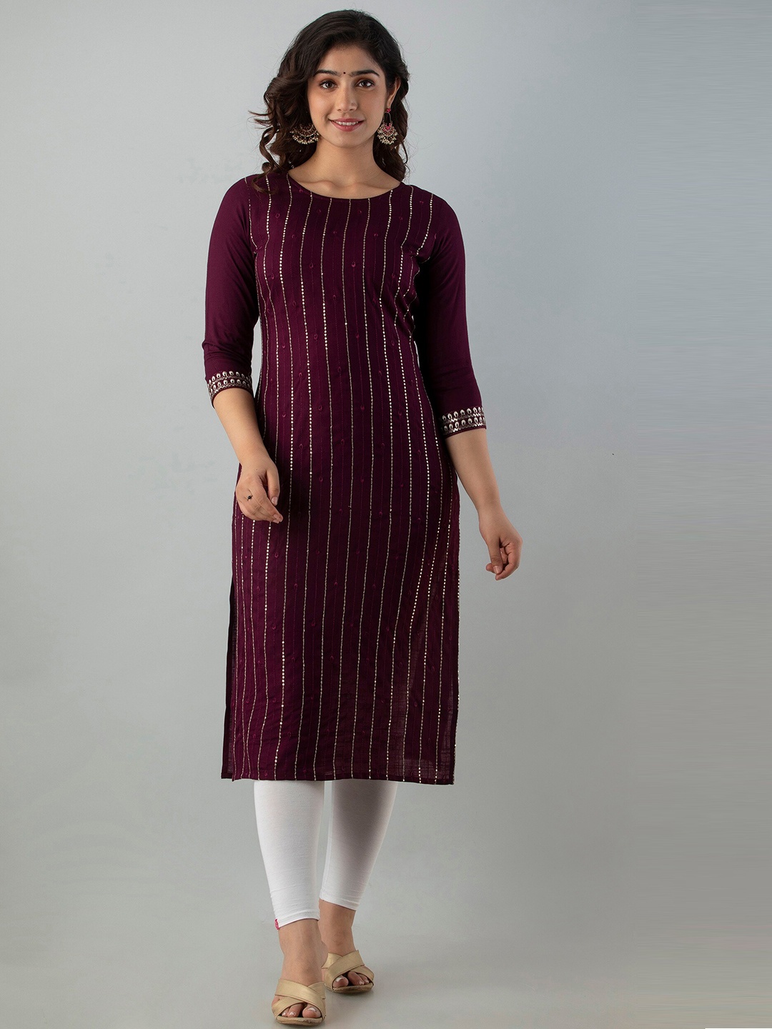 

Charu Women Violet Striped Kurta