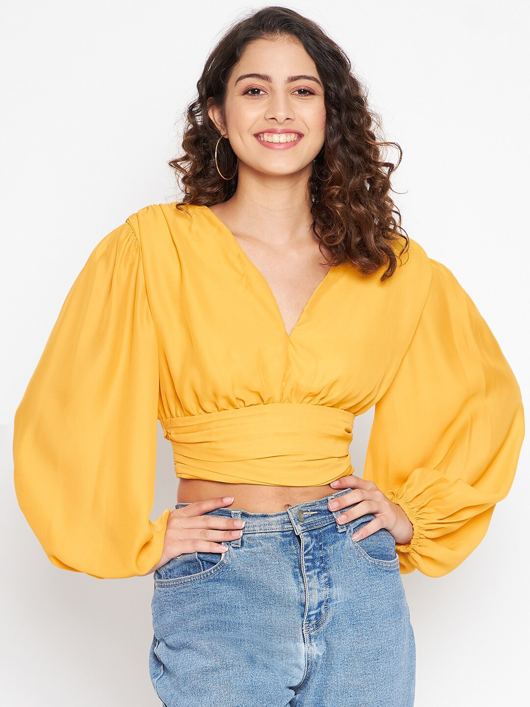 

JUNE & HARRY Yellow Empire Crop Top