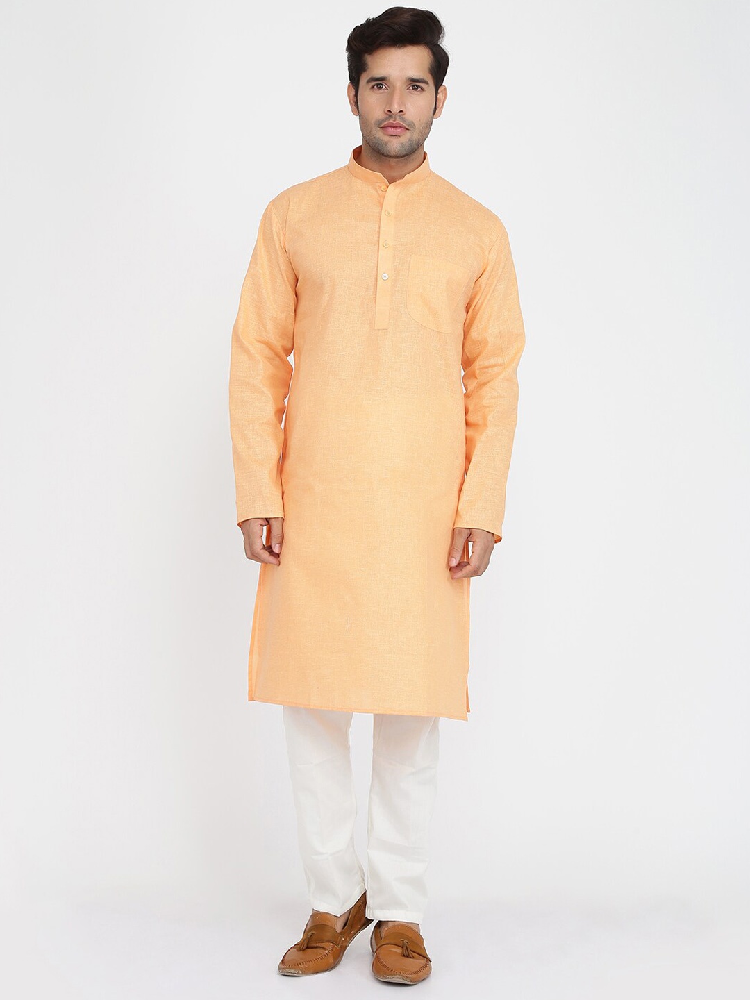 

ROYAL KURTA Men Orange Empire Pure Cotton Kurta with Pyjamas