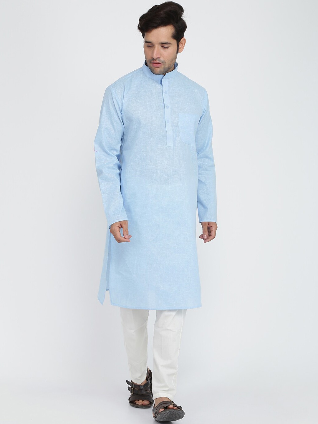 

ROYAL KURTA Men Blue Empire Pure Cotton Kurta with Pyjamas & With Dupatta