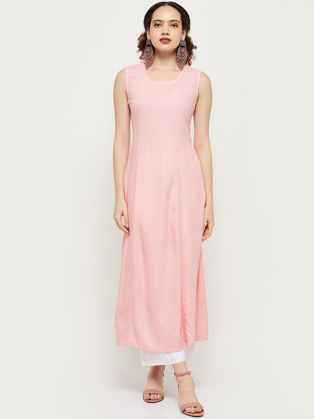 

max Women Pink Printed Kurta