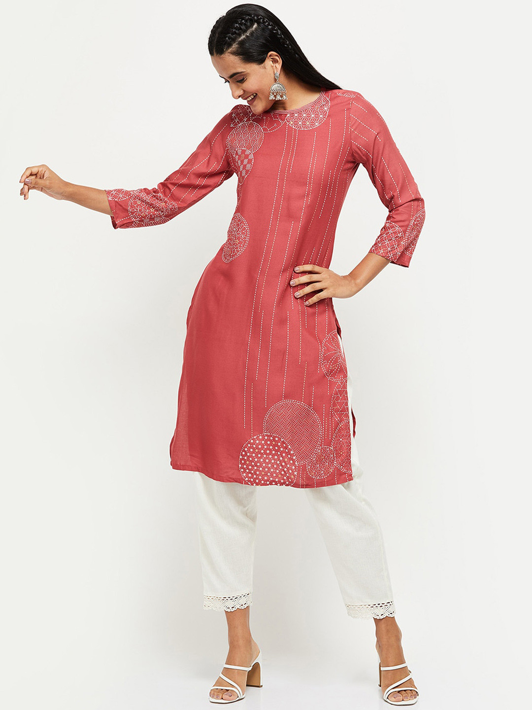 

max Women Fuchsia Ethnic Motifs Kurta