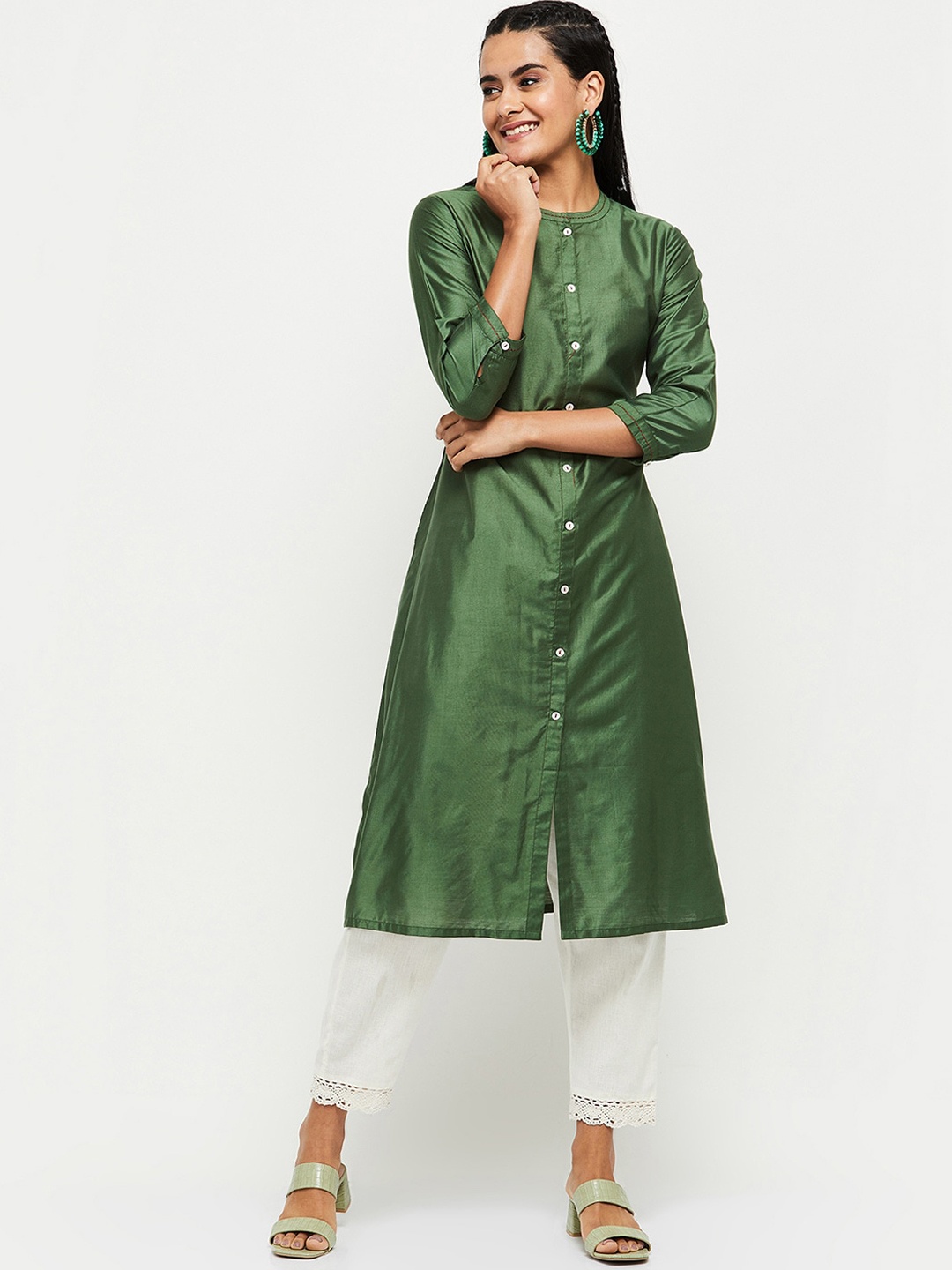 

max Women Green Kurta