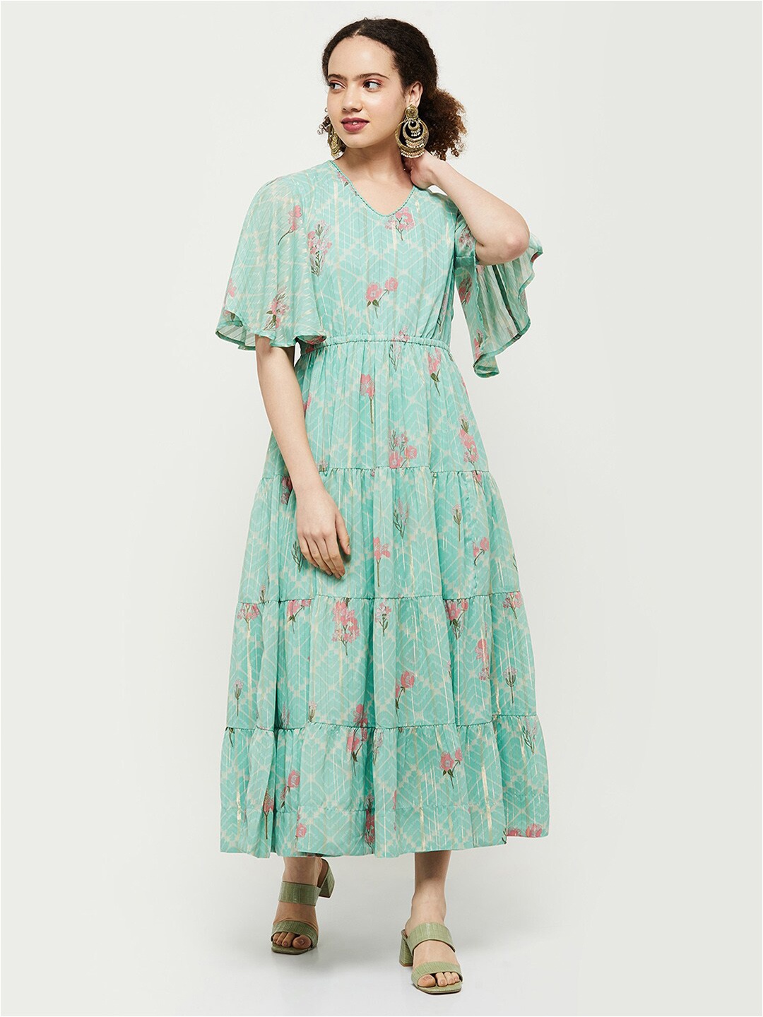 

max Green Floral Print Maxi Dress